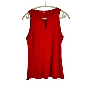 Women’s Soesdemo Size Medium Red Cotton/Polyester Sleeveless Tunic Top w Keyhole